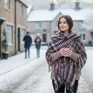 Multicolor Plaid Blanket Scarf